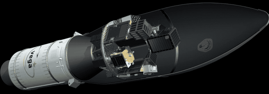 Vega VV16火箭发射装有碳纤维增强塑料分配器结构 1 Vega VV16火箭发射装有碳纤维增强塑料分配器结构