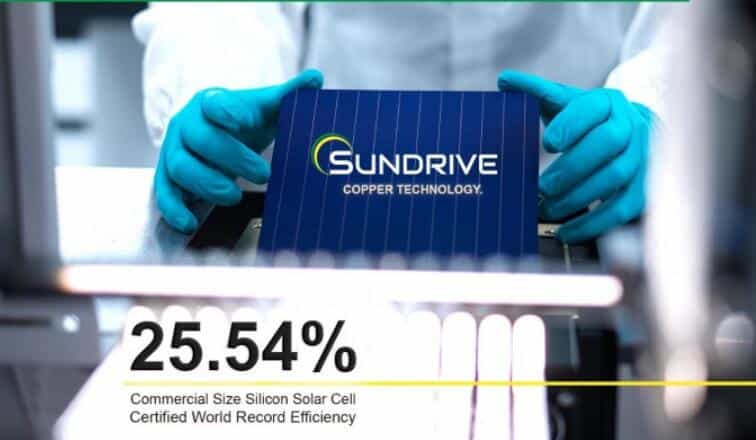 SunDrive创下25.54%光伏转化效率纪录